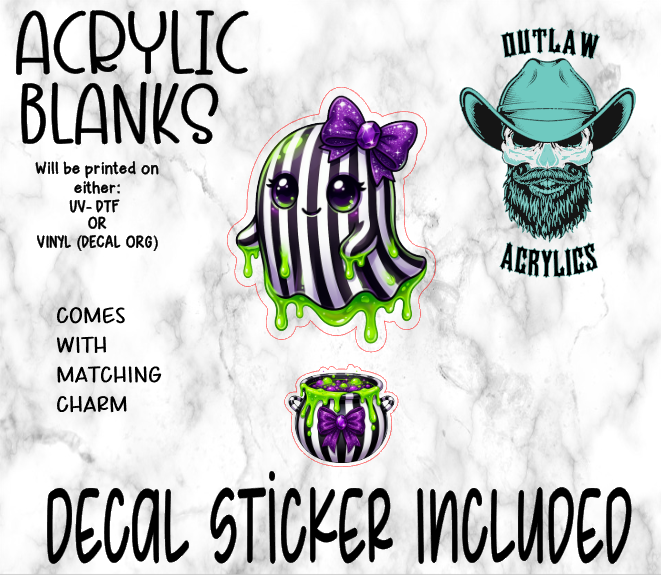 Slime Ghost Acrylic & Decal Set WITH MATCHING CHARM