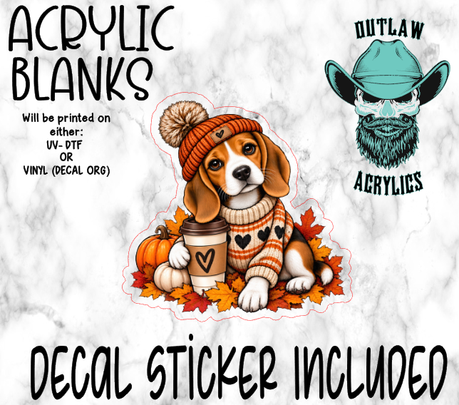 Fall Beagle Acrylic & Decal Set