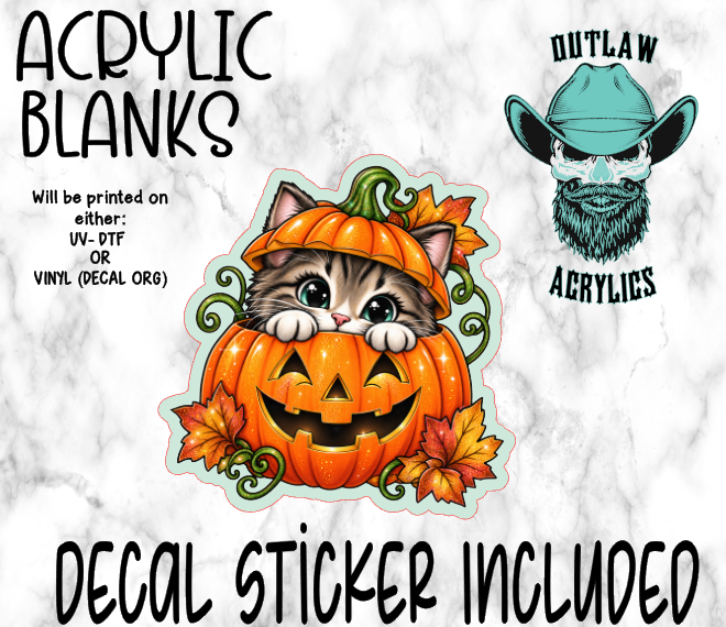 Pumpkin Cat Acrylic & Decal Set