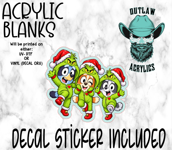 Blu Bin Muff Grin Costume Acrylic & Decal Set