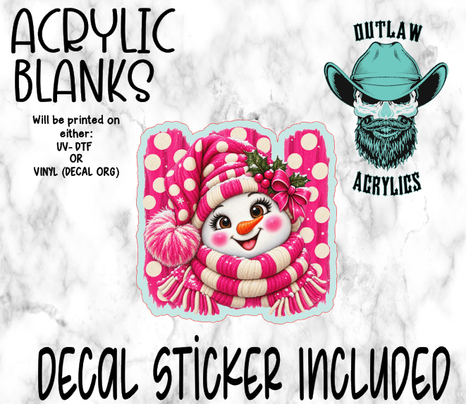 Pink Snowman Dots Acrylic & Decal Set