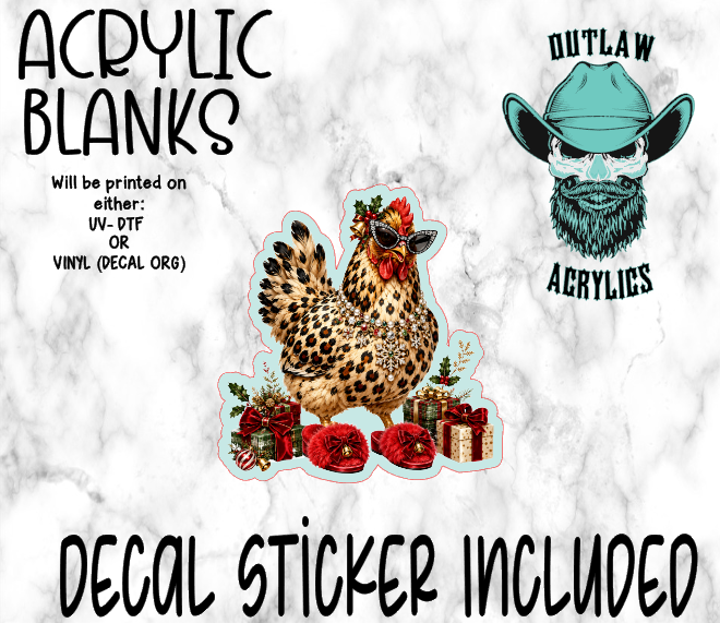 Chicken Presents Red Slippers Acrylic & Decal Set