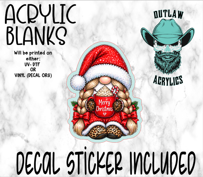 Merry Christmas Gnome Acrylic & Decal Set