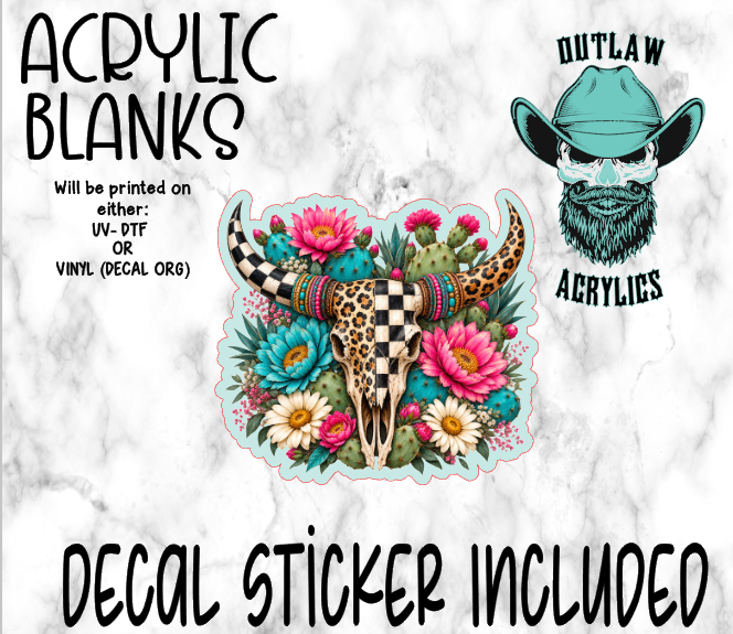 Western Serape Boho Skull Acrylic & Decal Set