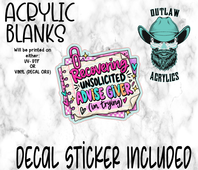 Recovering Unsolicited Acrylic & Decal Set