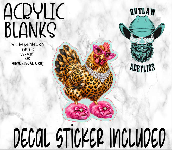 Glam Hen Pink Slippers Acrylic & Decal Set