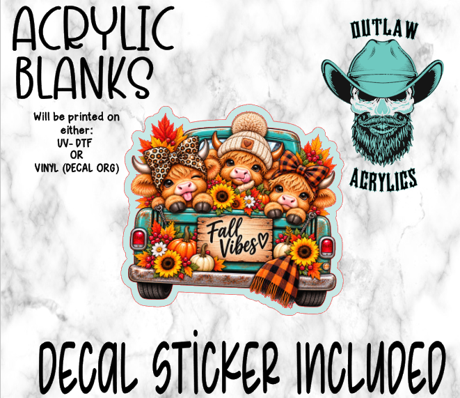 Fall Vibes Highland Rear Truck Acrylic & Decal Set