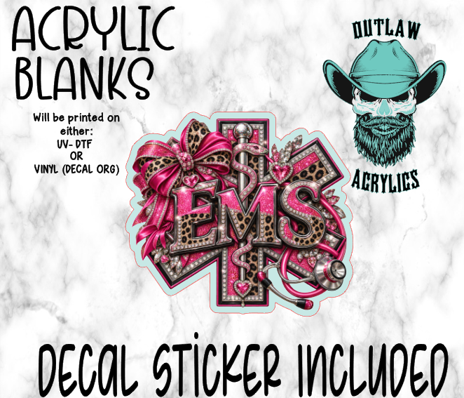 Leopard Pink EMS Acrylic & Decal Set
