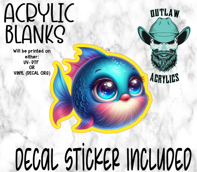 Puffy Fish Acrylic & Decal Set