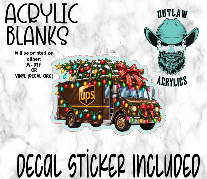 Brown Truck Christmas Lights Acrylic & Decal Set