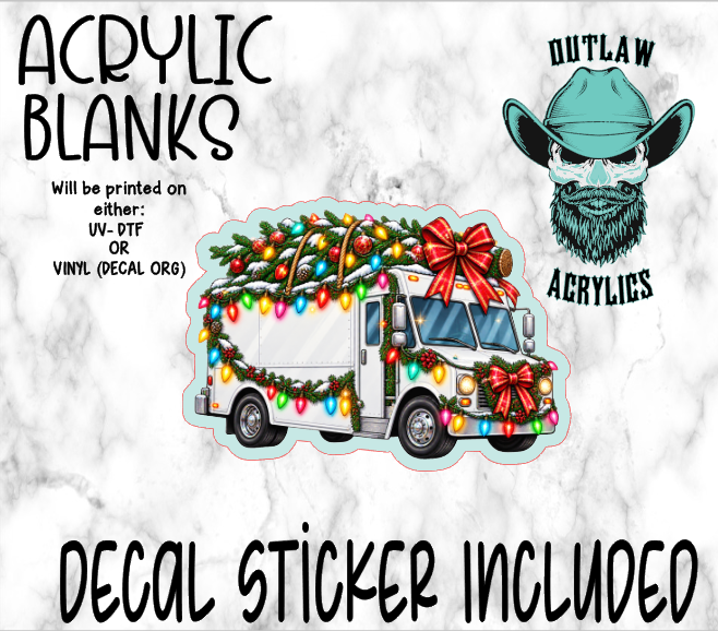 White Delivery Truck Christmas Lights Acrylic & Decal Set