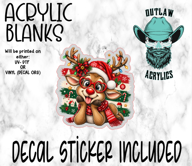 Funny Reindeer Lights Scarf Acrylic & Decal Set