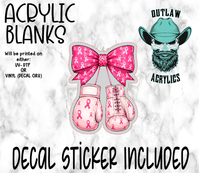 Pink Boxing Gloves Acrylic & Decal Set
