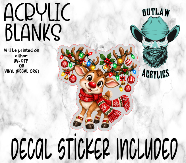 Happy Reindeer Lights Ornaments Acrylic & Decal Set