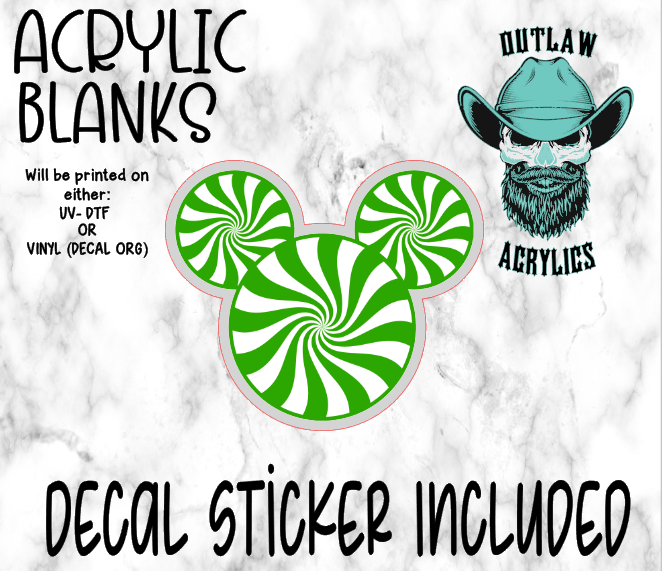 Green White Swirl Triple Circle Acrylic & Decal Set