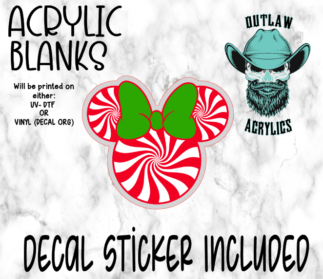 Green Bow Red White Swirl Triple Circle Acrylic & Decal Set