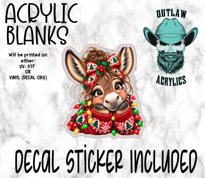 Donkey Girl Christmas Sweater Acrylic & Decal Set