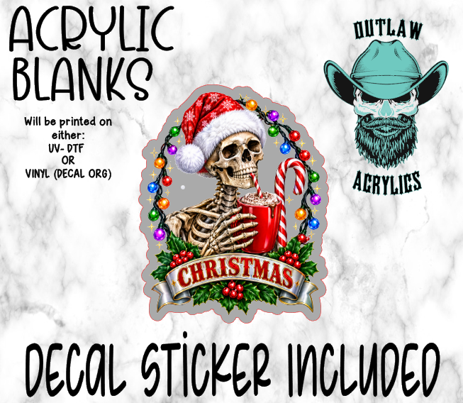 Christmas Skeleton Hot Chocolate Acrylic & Decal Set