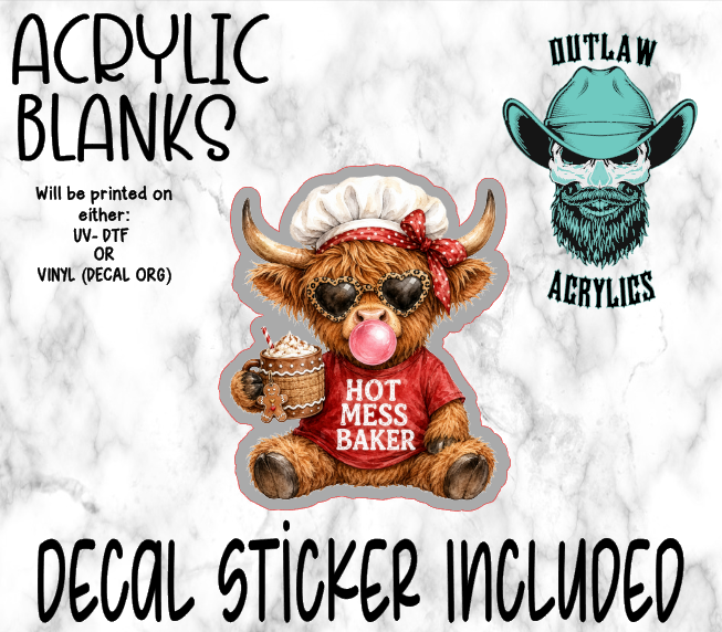 Hot Mess Bake Highland Acrylic & Decal Set