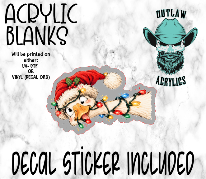 Sideways Duck Santa Hat Lights Acrylic & Decal Set