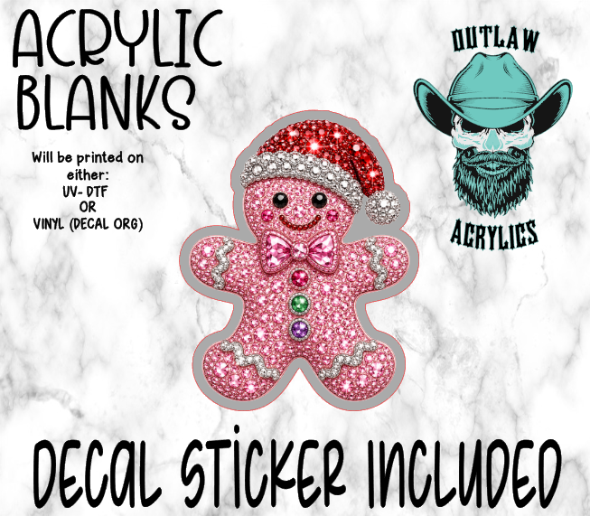 Pink Rhinestone Gingerbread Acrylic & Decal Set