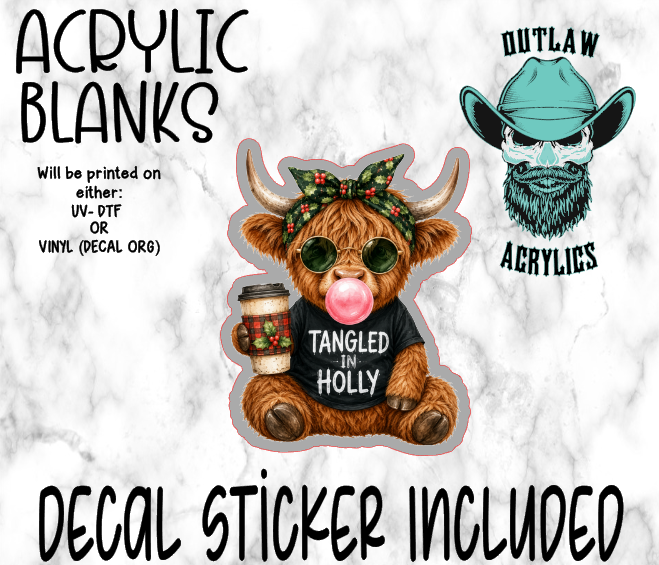 Tangled Holly Highland Acrylic & Decal Set