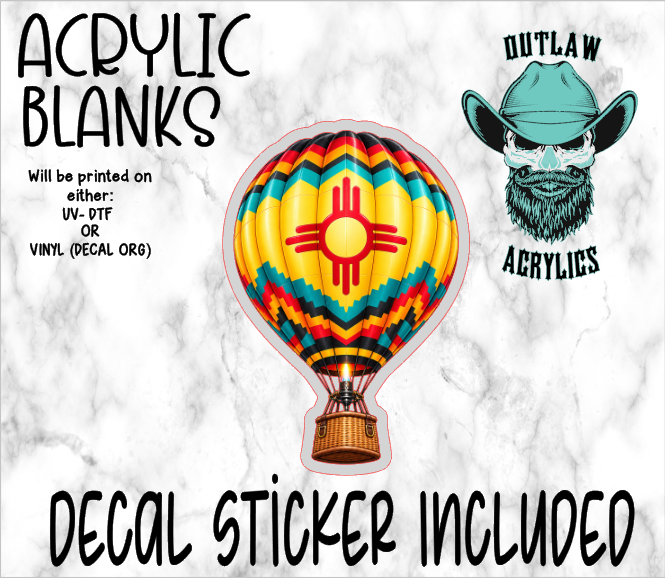 New Mexico Hot Air Balloon Acrylic & Decal Set