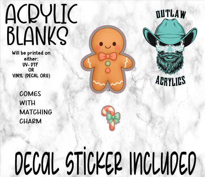 Gingerbread Acrylic & Decal Set WITH MATCHING CHARM