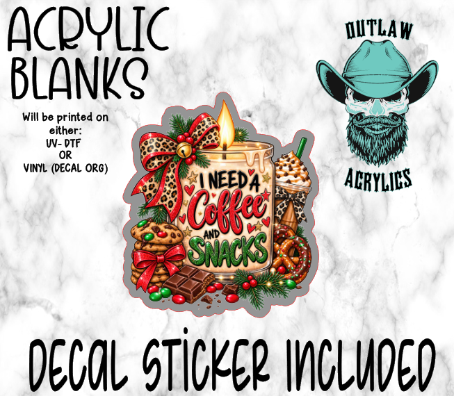 I Need A Snack And Snacks Candle Acrylic & Decal Set