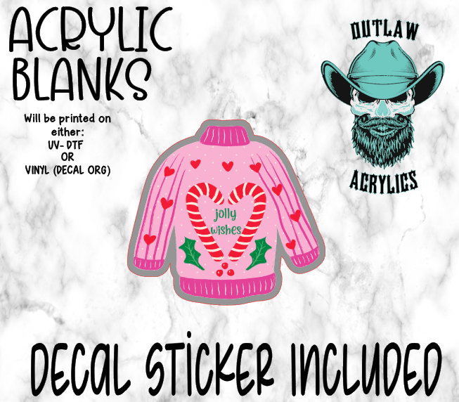 Jolly Wishes Christmas Sweater Acrylic & Decal Set