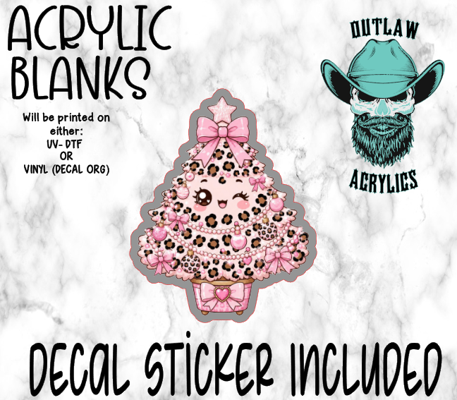 Pink Leopard Tree Acrylic & Decal Set