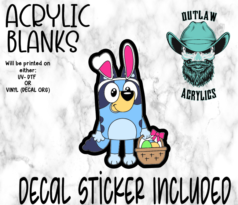 Blue Flop Bunny Acrylic & Decal Set