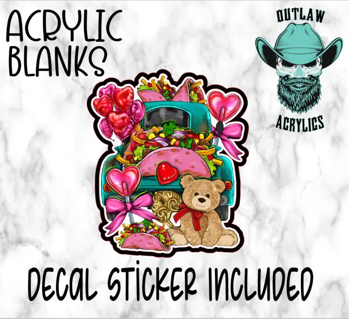 Valentine Taco Truck Acrylic & Decal Set - Outlaw Acrylics