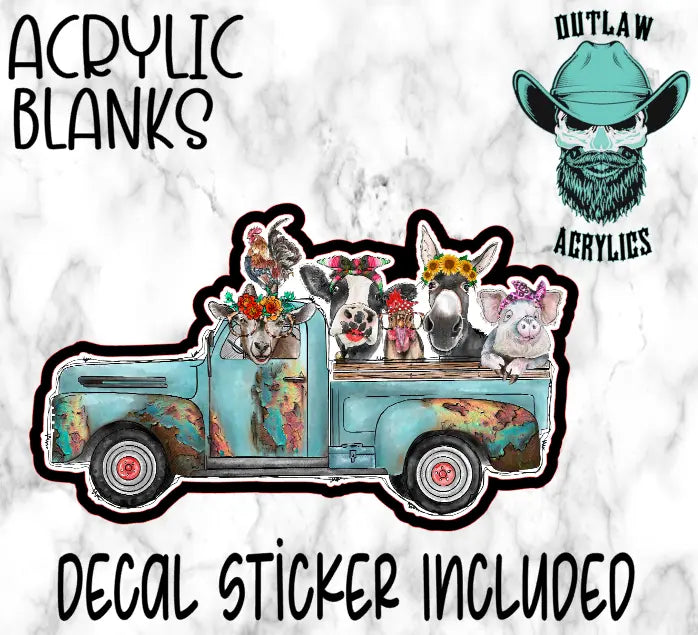 Antique Truck Farm Animals Acrylic & Decal Set - Outlaw Acrylics