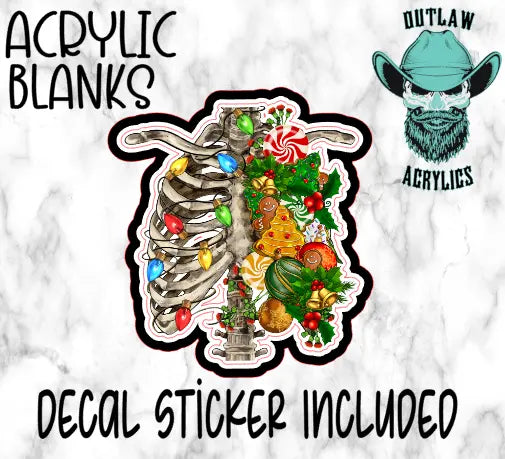 Festive Ribcage Acrylic & Decal Set - Outlaw Acrylics