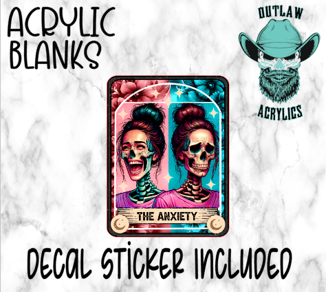 The Anxiety Tarot Card Style Acrylic & Decal Set