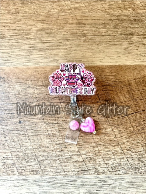 Happy Valentines Day Dog Paws Acrylic & Decal Set