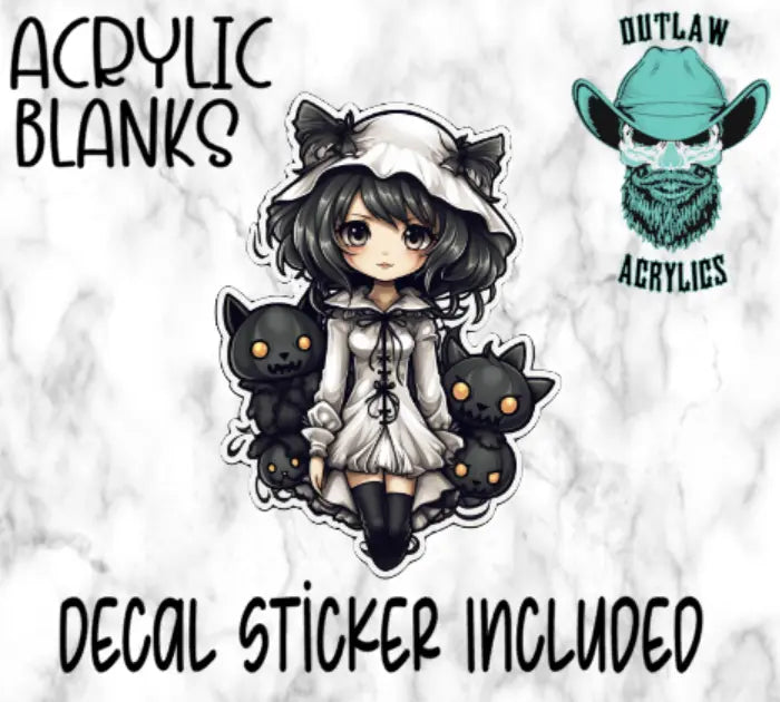 Bats & Cute Girl Acrylic & Decal Set - Outlaw Acrylics
