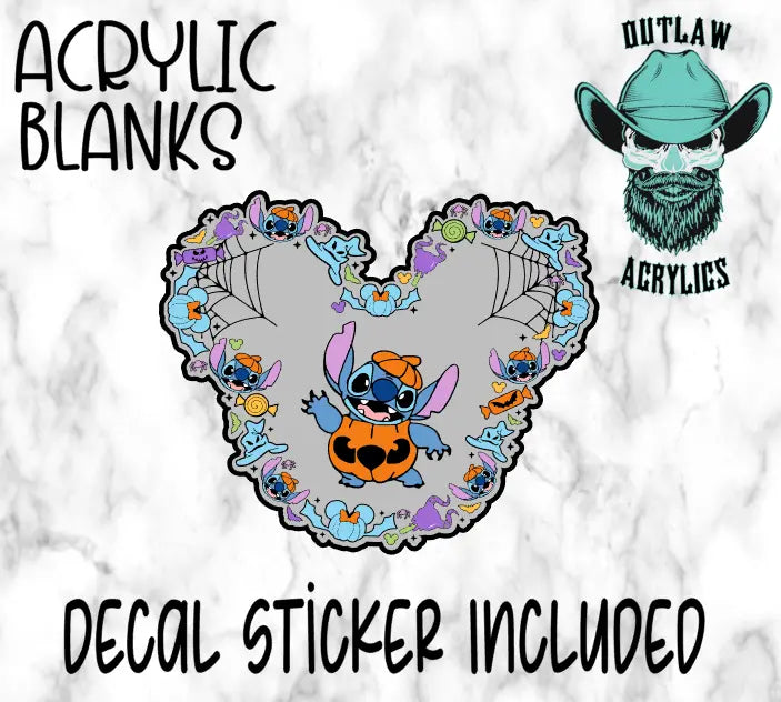 Stitch Halloween Heart Acrylic & Decal Set - Outlaw Acrylics