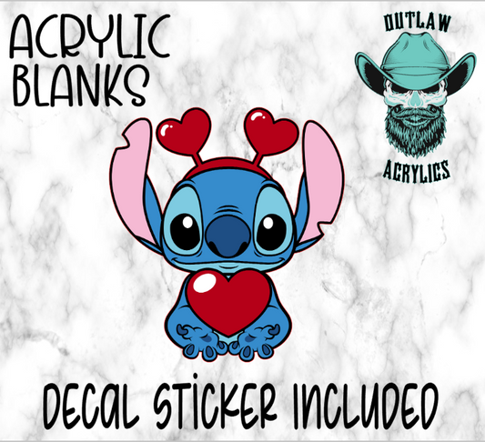 Stitch Heart Headband Acrylic & Decal Set