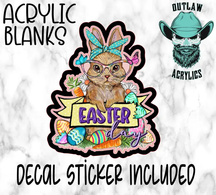 Easter Bunny with Glasses Acrylic & Decal Set - Outlaw Acrylics