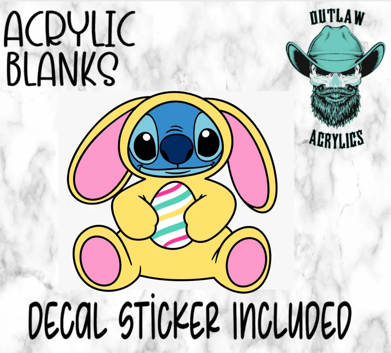 Easter Bunny Stitch Acrylic & Decal Set - Outlaw Acrylics