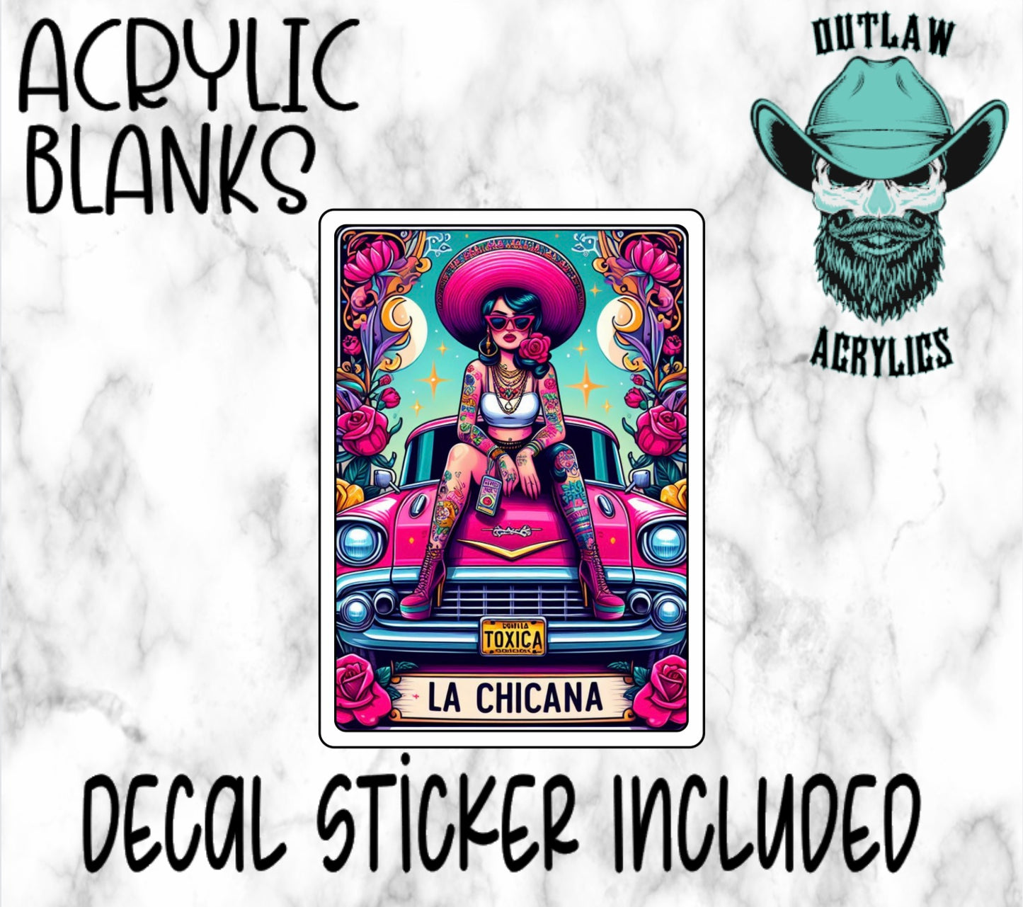 La Chicana Tarot Card Style Acrylic & Decal Set