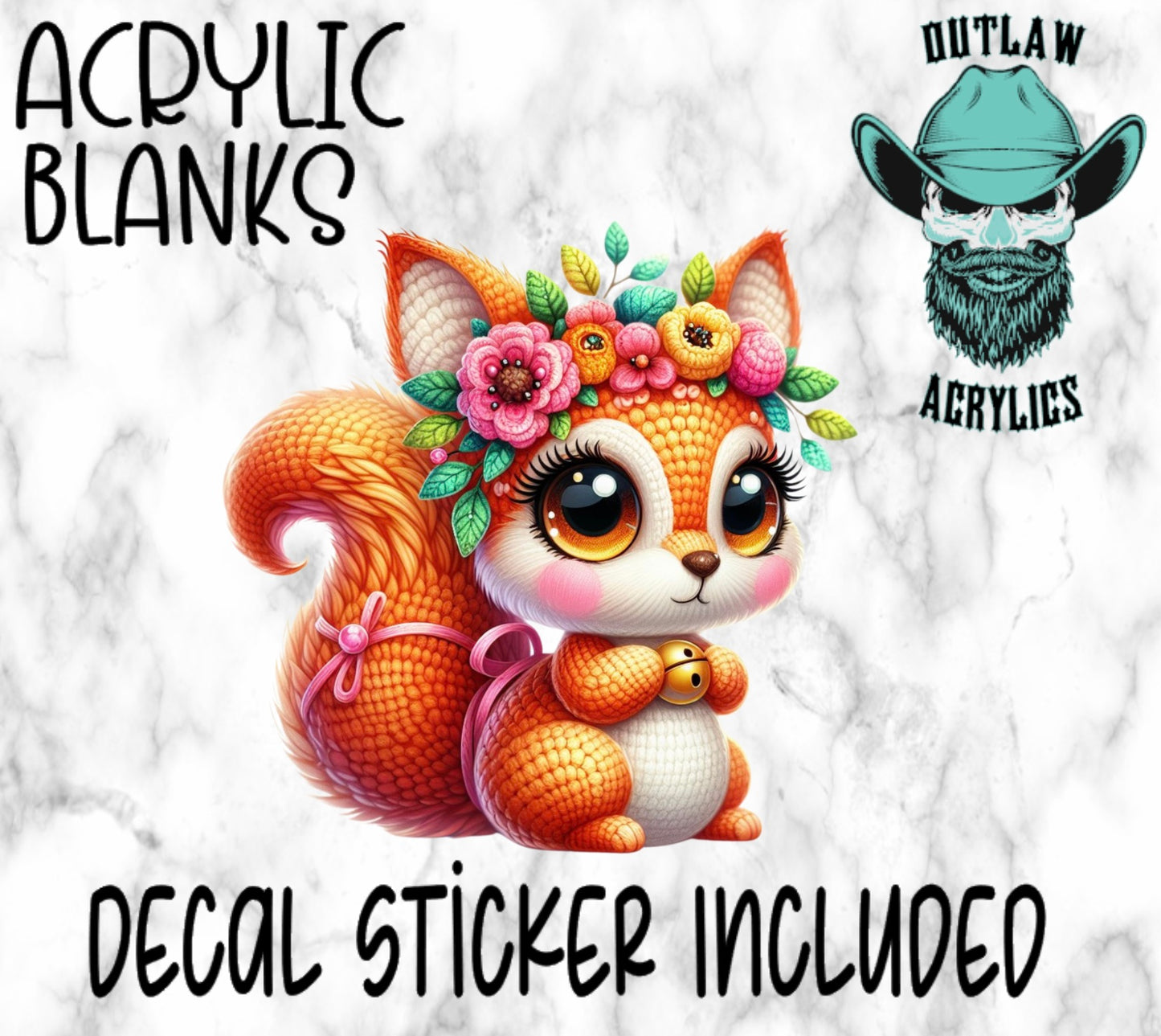 Crochet Squirrel Acrylic & Decal Set