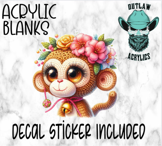 Crochet Monkey Acrylic & Decal Set