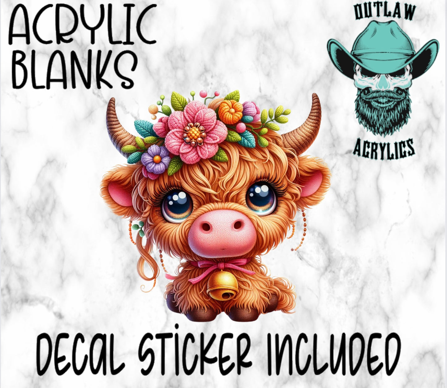 Crochet Highland Cow Acrylic & Decal Set