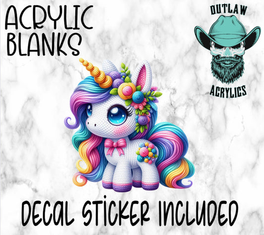 Crochet Unicorn Acrylic & Decal Set