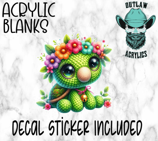 Crochet Turtle Acrylic & Decal Set