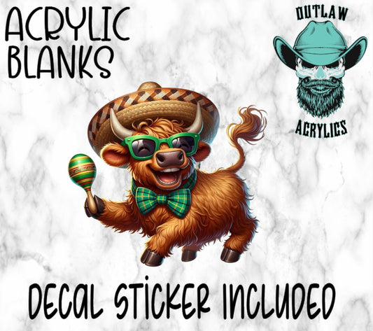 Salsa Dance Highland Cow Acrylic & Decal Set
