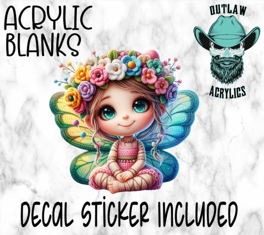 Crochet Fairy Sitting Acrylic & Decal Set